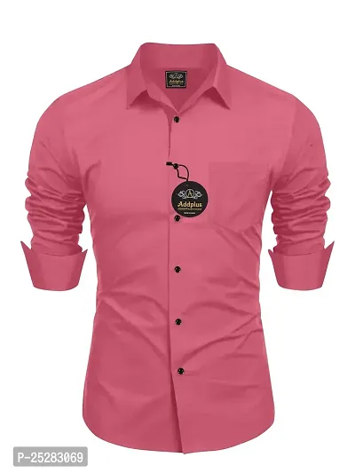 Stylish Pink Cotton Solid Shirt For Men
