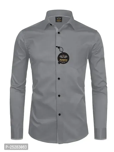 Stylish Grey Cotton Solid Shirt For Men
