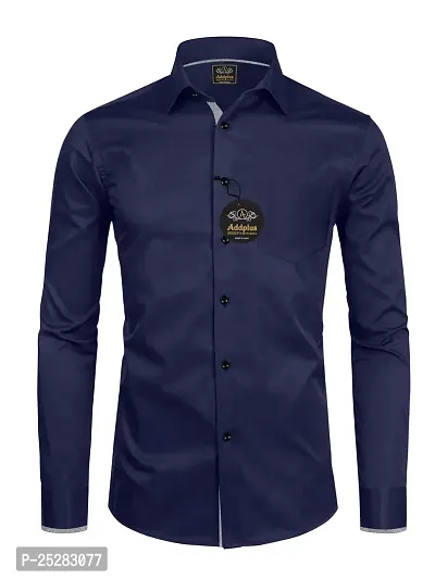 Stylish Blue Cotton Solid Shirt For Men