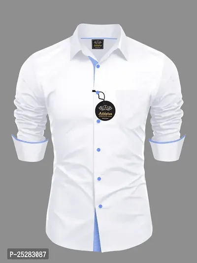 Stylish White Cotton Solid Shirt For Men