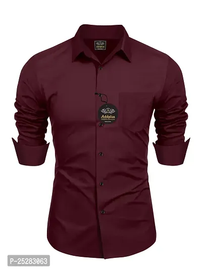Stylish Maroon Cotton Solid Shirt For Men-thumb0