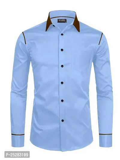 Stylish Blue Cotton Solid Shirt For Men