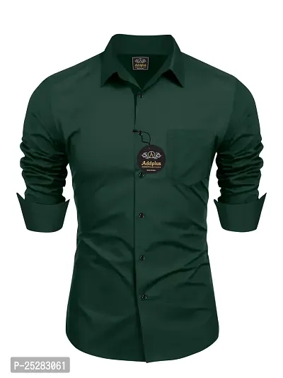 Stylish Green Cotton Solid Shirt For Men-thumb0