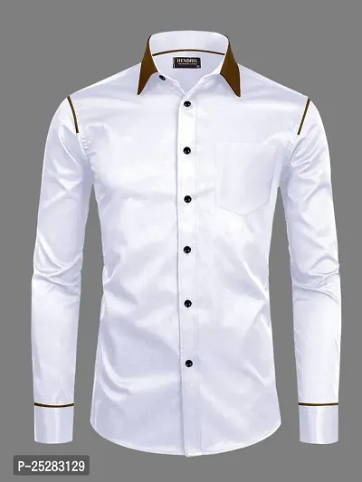 Stylish White Cotton Solid Shirt For Men