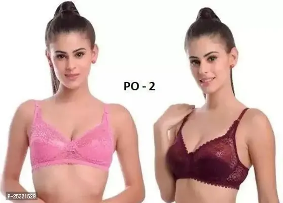 Stylish Multicoloured Net Bras For Women Pack Of 2-thumb0