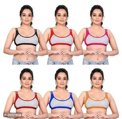 Stylish Multicoloured Cotton Bras For Women Pack Of 6-thumb0