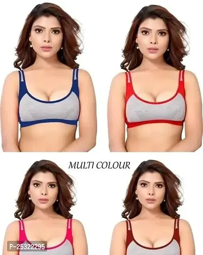 Stylish Multicoloured Cotton Bras For Women Pack Of 4-thumb0