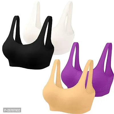 Stylis cotton blend Air sports bra seamless for womens PACK OF 4 multicolor-thumb0