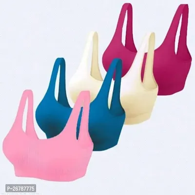 Stylis cotton blend Air sports bra seamless for womens PACK OF 4 multicolor-thumb0