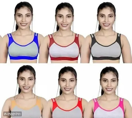 Stylish Multicoloured Cotton Bras For Women Pack Of 6-thumb0