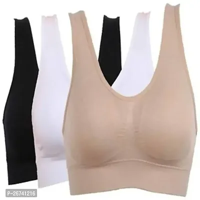 Stylis cotton blend Air sports bra seamless for womens pack of 3 multicolor