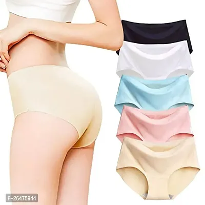 LIECRY ART Womens Seamless Hipster Ice Silk Panty, Briefs Woman String Panty Pack of 5 Multicolor-thumb0