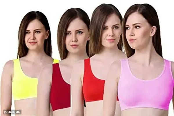 Stylis cotton blend Air sports bra seamless for womens PACK OF 4 multicolor-thumb0