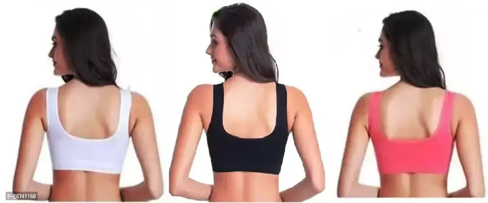 Stylis cotton blend Air sports bra seamless for womens pack of 3 multicolor-thumb4