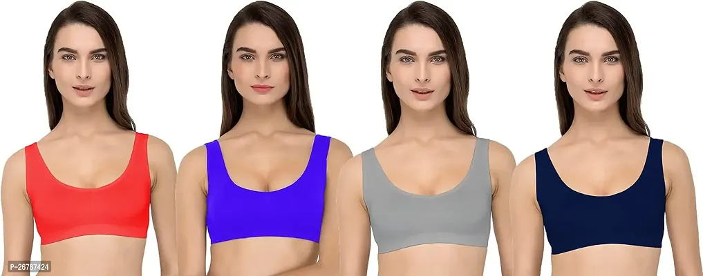 Stylis cotton blend Air sports bra seamless for womens PACK OF 4 multicolor-thumb0