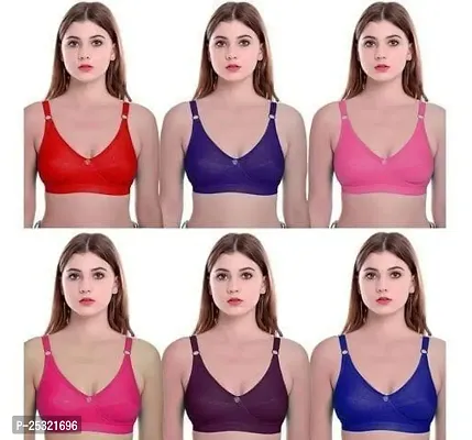 Stylish Multicoloured Cotton Bras For Women Pack Of 6-thumb0