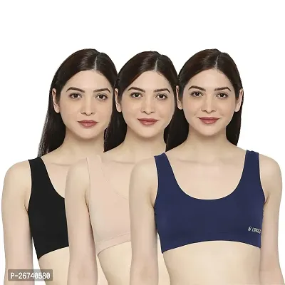 Stylis cotton blend Air sports bra seamless for womens pack of 3 multicolor-thumb0