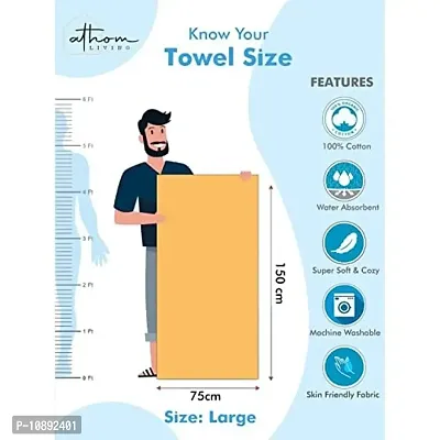 Athom Living Premium Cotton Light Weight Quick-Dry High Absorbent Cotton Bath Towel White & Blue, 75x150 cm (Pack of 1)-thumb5