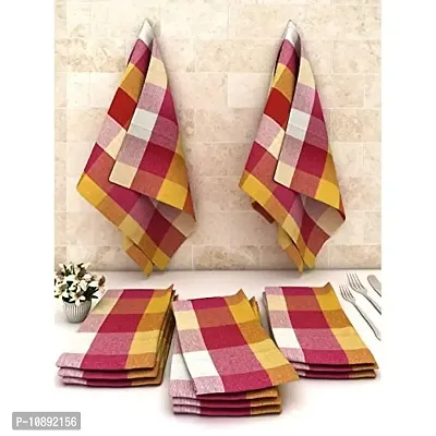 Athom Living Big Checks Cotton Multipurpose Kitchen Towel/Cleaning Cloth 45x45 cm Pack of 12-thumb0