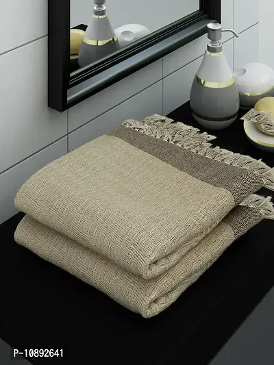 Athom Living Ecosaviour Premium Cotton Bath Towel Waffle Beige (Pack of 2)-thumb0