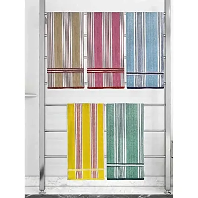 Athom Trendz Ecosaviour Striped Cotton Bath Towel 70x140 cm Multicolour Pack of Five