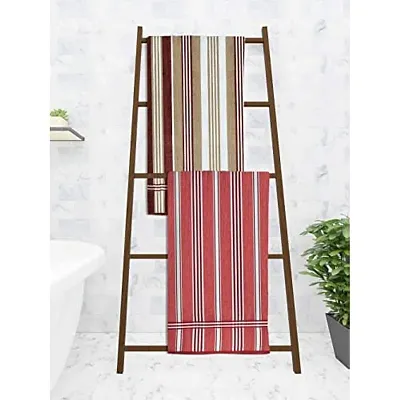 Athom Trendz Ecosaviour Striped Cotton Bath Towel 70x140 cm Multicolour Pack of 2