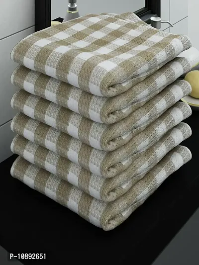 Athom Living Ecosaviour Premium Cotton Bath Towel Beige Checkers (Pack of 6)-thumb0