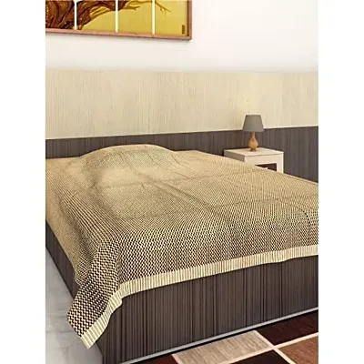 Athom Living 100% Cotton Handloom Bed Cover/Bed Sheet Single 148x224 cm Beige