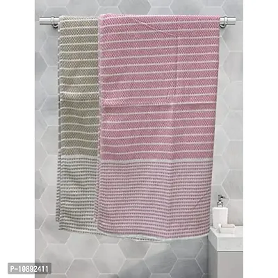 Athom Living Eco Saviour Premium Cotton Bath Towel Amor Beige & Pink- Pack of 2-thumb0