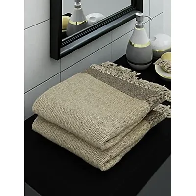 Athom Living Ecosaviour Premium Cotton Bath Towel Waffle Beige (Pack of 2)