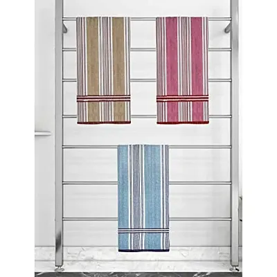 Athom Trendz Ecosaviour Striped Cotton Bath Towel 70x140 cm Multicolour Pack of Three