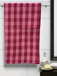 Athom Living Ecosaviour Premium Cotton Bath Towel Pink Checkers (Pack of 3)-thumb1