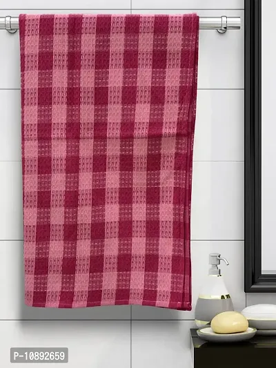 Athom Living Ecosaviour Premium Cotton Bath Towel Pink Checkers (Pack of 3)-thumb2
