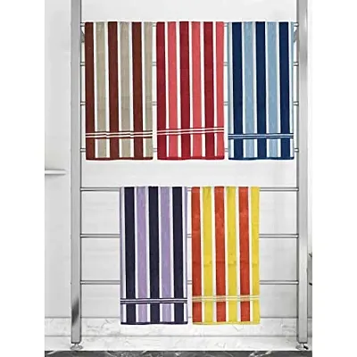 Athom Trendz Ecosaviour Striped Cotton Bath Towel 70x140 cm Multicolour Pack of 5