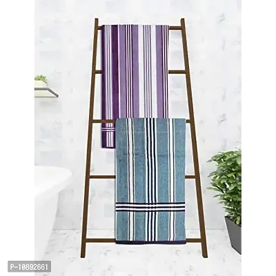 Athom Trendz Ecosaviour Striped Cotton Bath Towel 70x140 cm Multicolour Pack of 2-thumb0