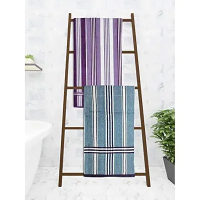 Athom Trendz Ecosaviour Striped Cotton Bath Towel 70x140 cm Multicolour Pack of 2