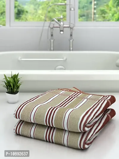 Athom Trendz Ecosaviour Striped Cotton Bath Towel 70x140 cm Multicolour Pack of 2-thumb0