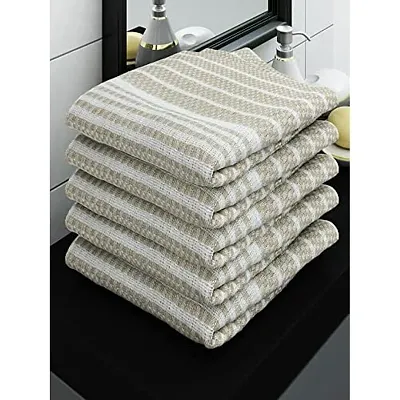 Athom Living Ecosaviour Premium Cotton Bath Towel Amor Beige (Pack of 5)