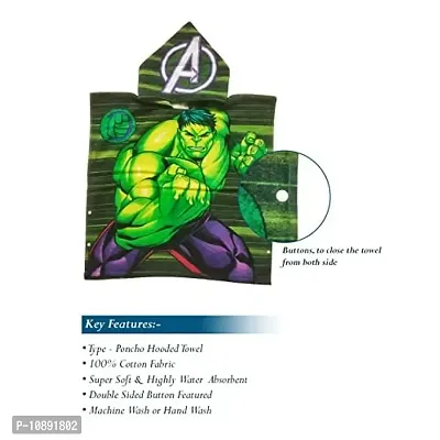Marvel Green Hulk Kids Hooded Poncho Towel-thumb4