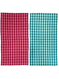 Athom Living Eco Saviour Premium Cotton Bath Towel Pink & Green Checkers- Pack of 2-thumb2