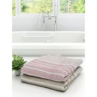 Athom Living Eco Saviour Premium Cotton Bath Towel Amor Beige & Pink- Pack of 2-thumb1