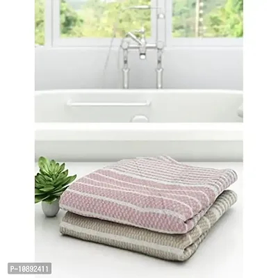 Athom Living Eco Saviour Premium Cotton Bath Towel Amor Beige & Pink- Pack of 2-thumb2