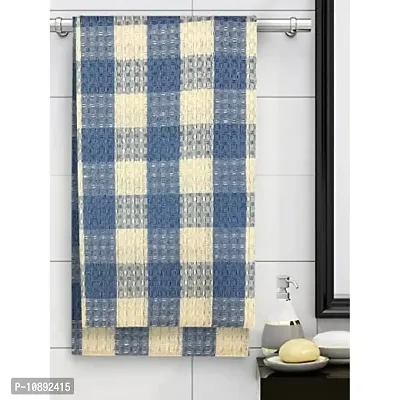 Athom Living Premium Cotton Light Weight Quick-Dry High Absorbent Cotton Bath Towel Blue Checks, 75x150 cm (Pack of 1)-thumb0