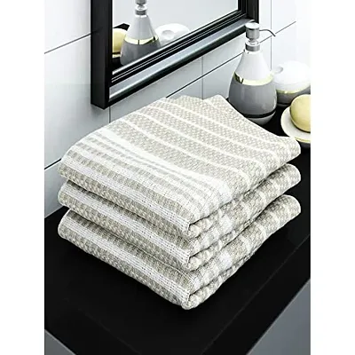 Athom Living Ecosaviour Premium Cotton Bath Towel Amor Beige (Pack of 3)