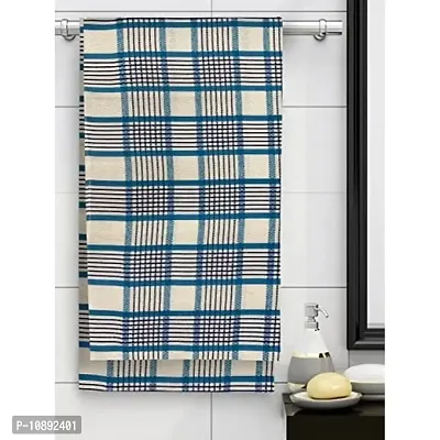 Athom Living Premium Cotton Light Weight Quick-Dry High Absorbent Cotton Bath Towel White & Blue, 75x150 cm (Pack of 1)-thumb0