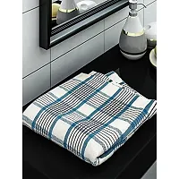 Athom Living Premium Cotton Light Weight Quick-Dry High Absorbent Cotton Bath Towel White & Blue, 75x150 cm (Pack of 1)-thumb1