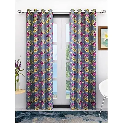 Athom Living Eazy Home Premium Polyester Designer Floral Door Curtain 7ft Pack of 2- EZ-002- DC1- C2
