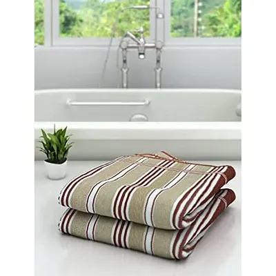 Athom Trendz Ecosaviour Striped Cotton Bath Towel 70x140 cm Multicolour Pack of 2