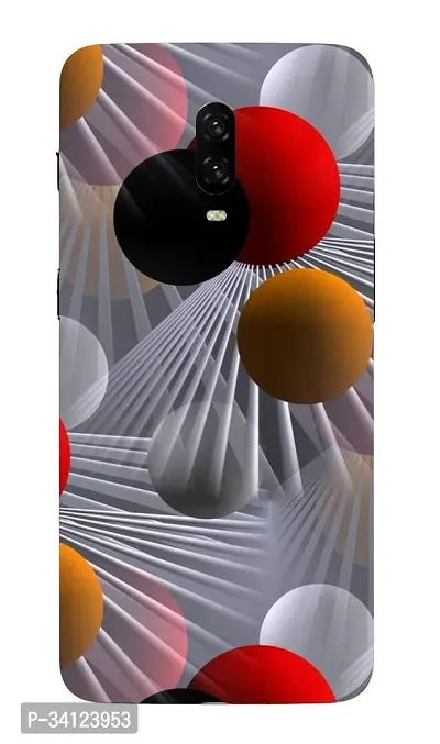 LETAPS Designer Back Case Cover for One Plus 6T | Black White Red Ball Pattern Design |