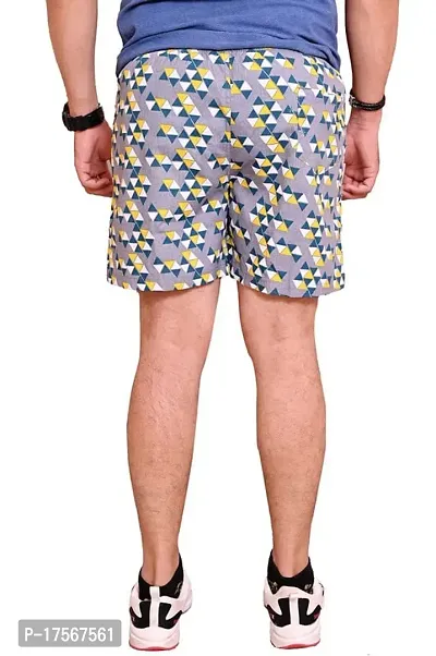 Zillion Men Cotton Printed Comfortable Regular Shorts (Grey)-thumb5